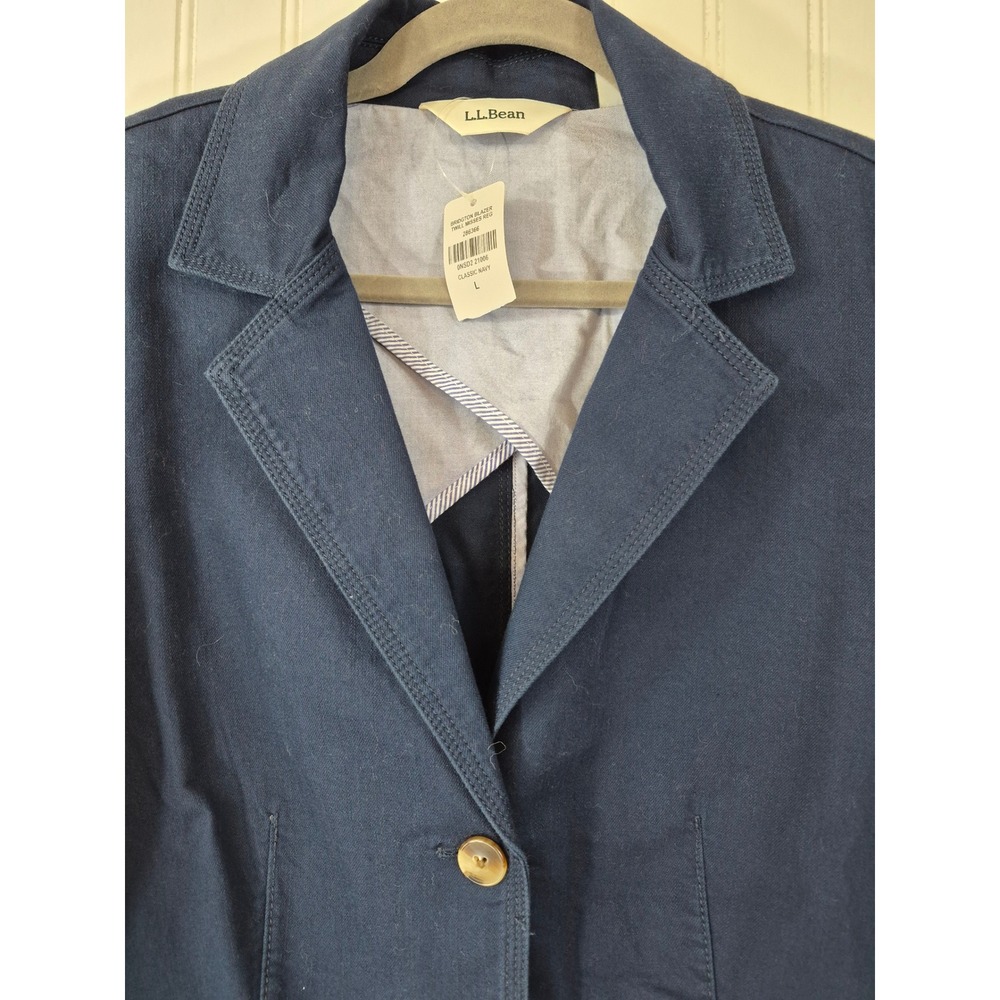 NWT LL Bean Bridgton Blazer Navy Twill Canvas Cotton Stretch 
Large  Nautical - Picture 3 of 10